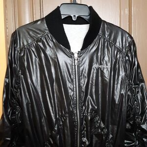 Bebe Women's Black Grey Reversable Zip Bomber Gothic Jacket Size S/M